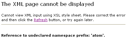 Reference to undeclared namespace prefix atom
